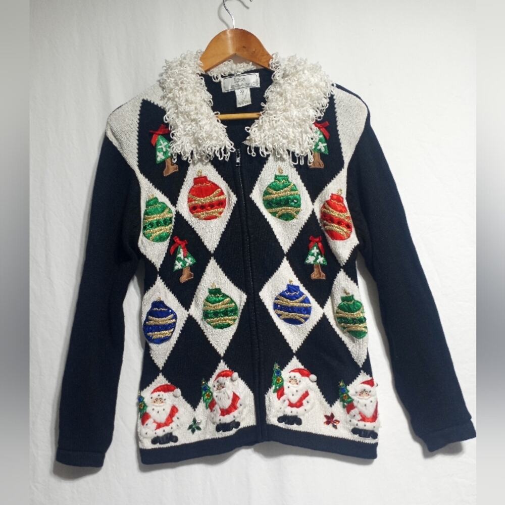 Vintage Lisa International Christmas Ornament Ugly Sweater Size  Medium